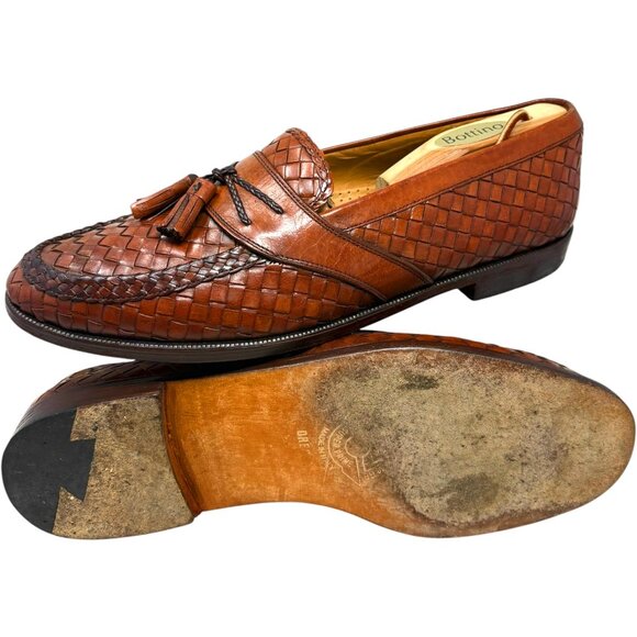 Massimo Emporio Brown Woven Leather Tassel‎ Accent Dress Loafers main image 9